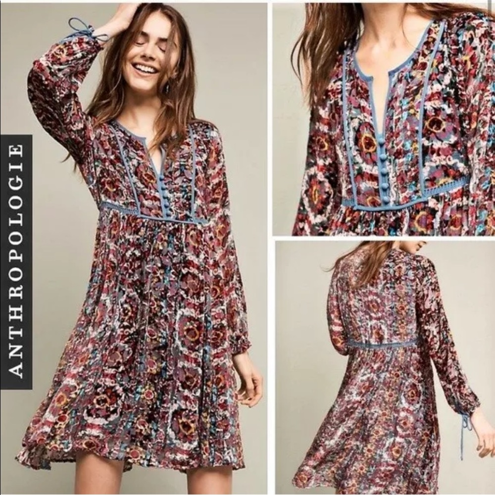 NWT Anthro Abia Velvet Peasant Dress by Floreat